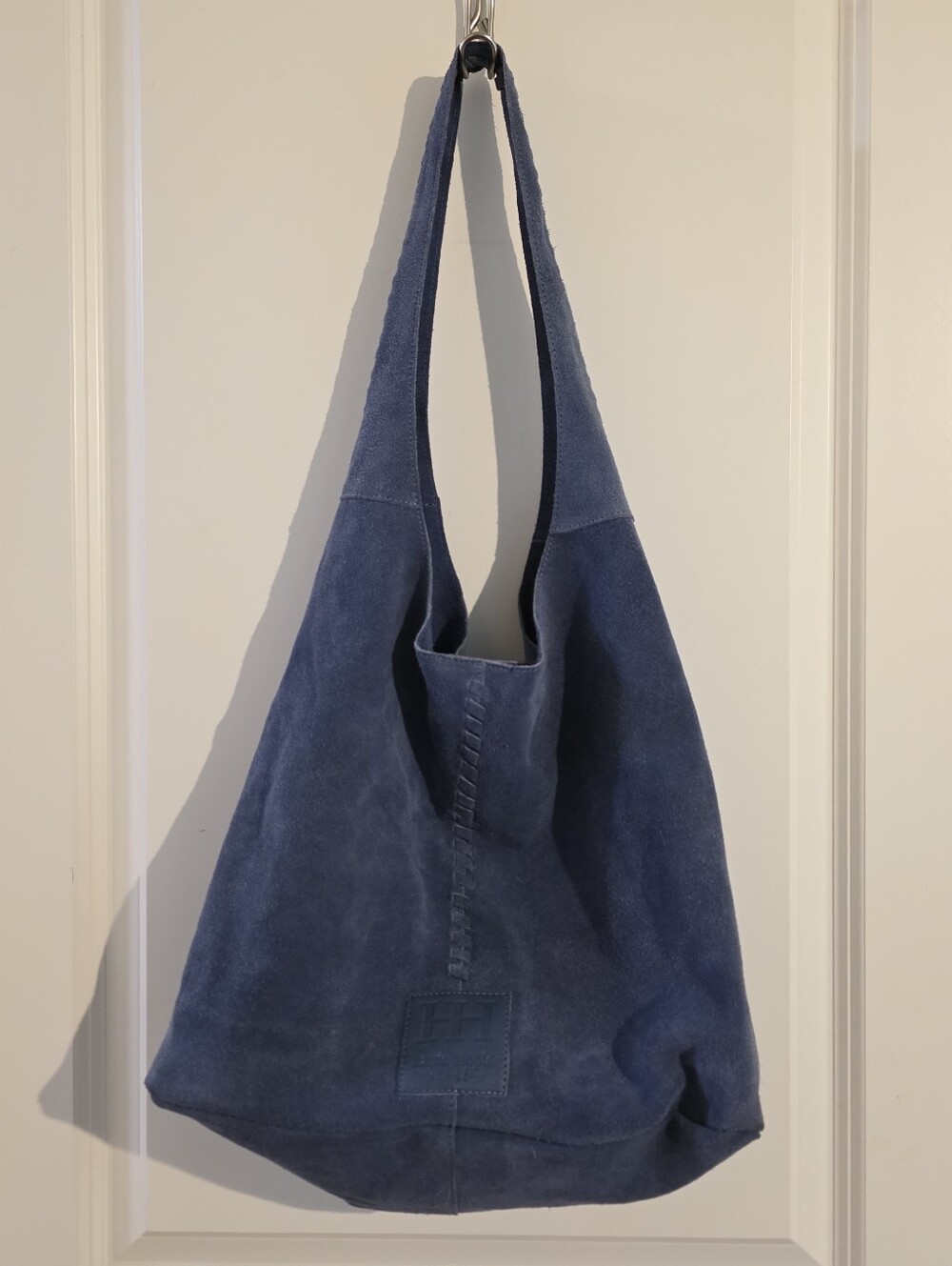 Haute Hippie Blue Leather Suede Slouch Boho Style Shoulder Bag Tote NWOT